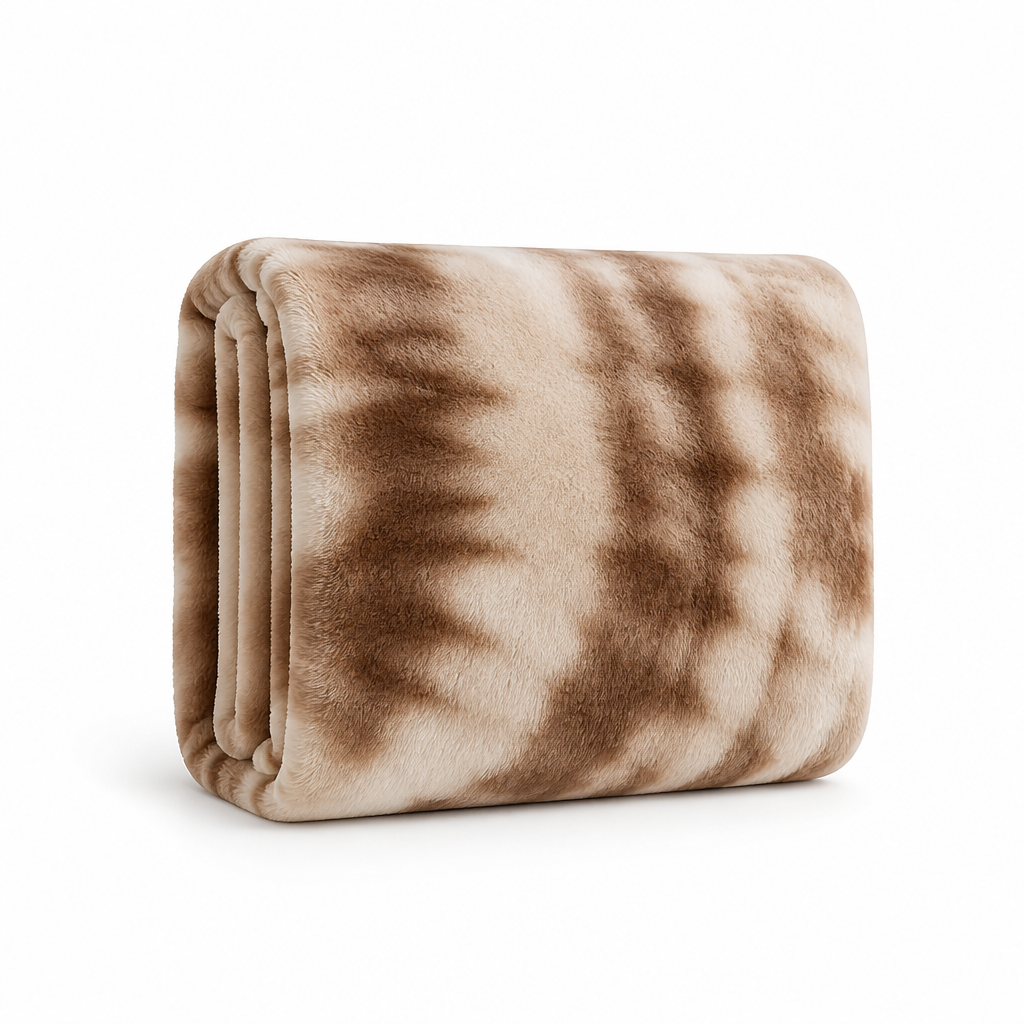 Reversible Swirl Faux Fur Throw With a Breathable Back