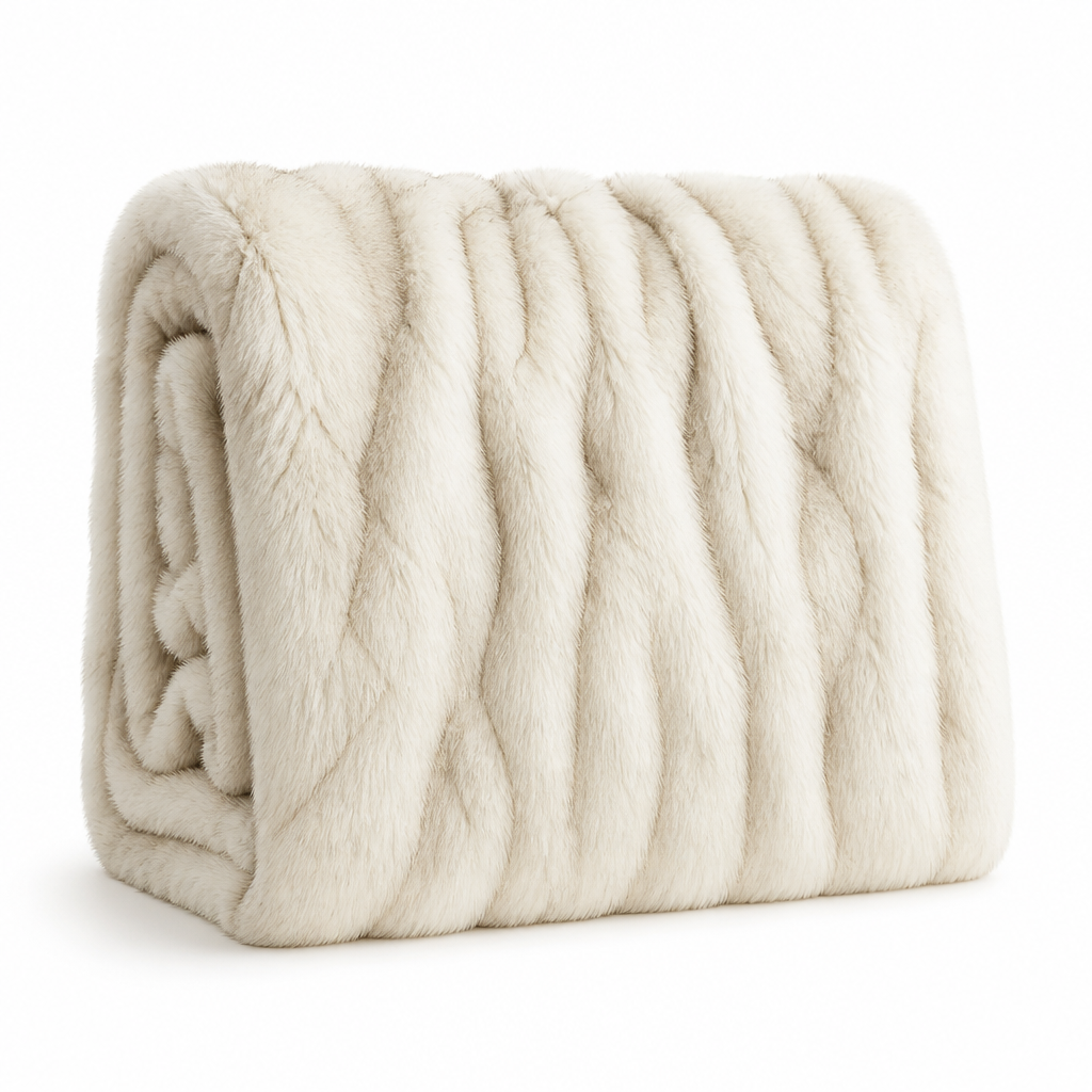 Fluffy Faux Fur Throw Blanket with Reinforced Edges