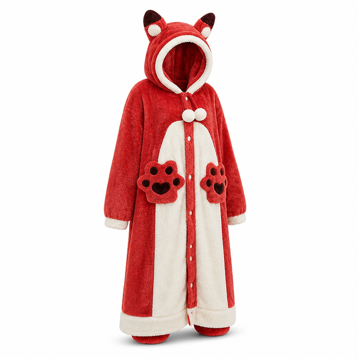 Hooded Fleece Wearable Blanket Pajamas with Playful Animal Designs