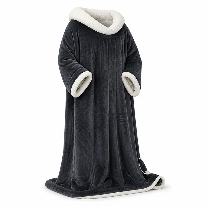 Plushley™ Heated Wearable Fleece Blanket with Sleeves, 50 x 70 in