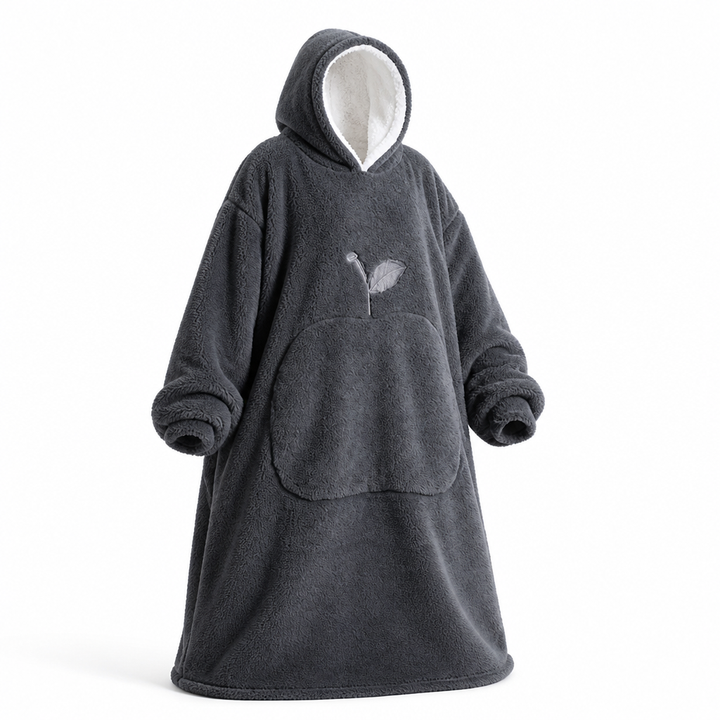 Oversized Sherpa Fleece Hooded Blanket with Sleeves and Pocket