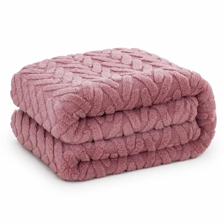 Reversible Jacquard Fleece Blanket with Smooth and Fluffy Sides