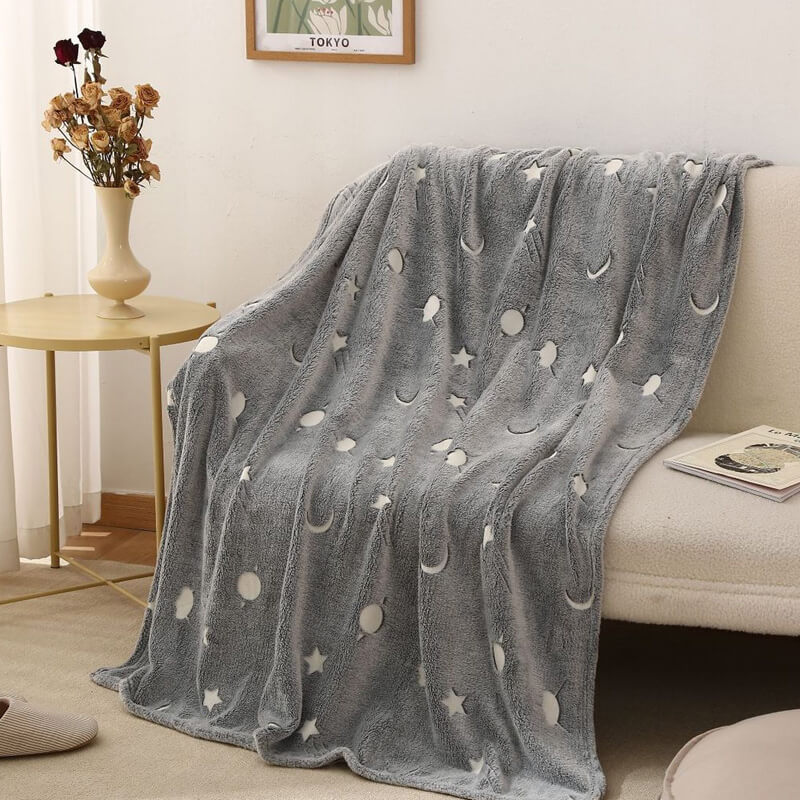 Glow-in-the-Dark Flannel Kids Blanket, No Batteries Required