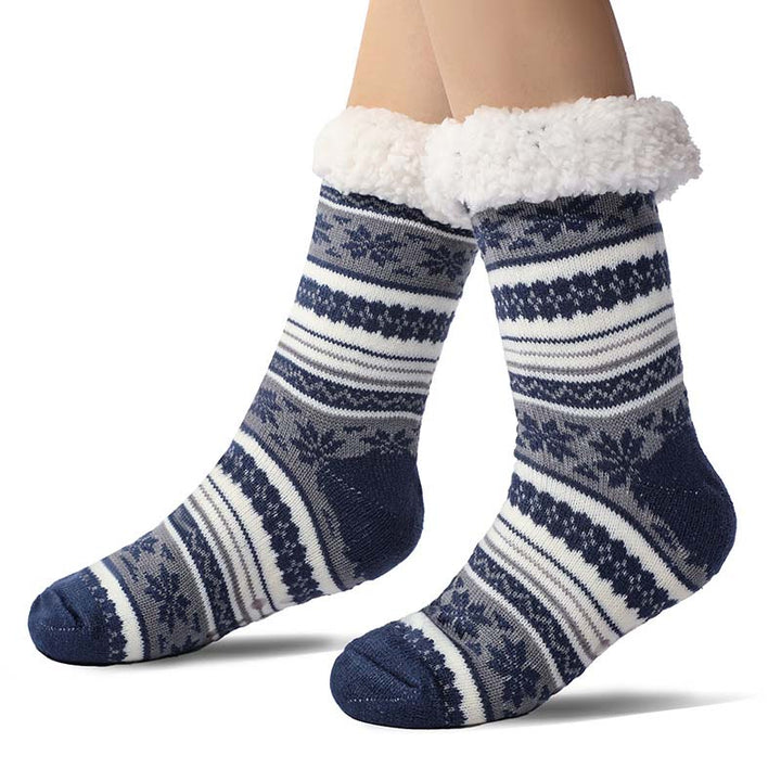 Ultra-Thick Snowflake Slipper Socks with Silicone Grippers