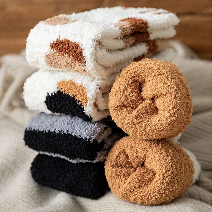 Cute Cat Paw Socks in Plush Coral Fleece – One Size Fits Most