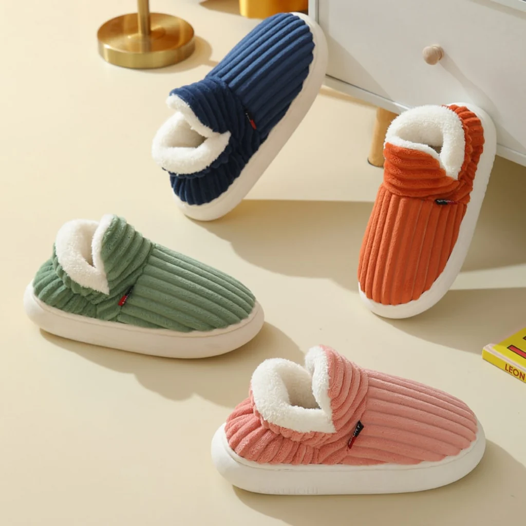 Fluffy Fleece Winter Slippers with Thick, Non-Slip Soles