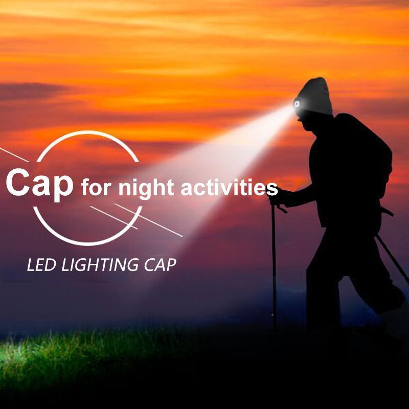 LED Knit Beanie with Built-In Hands-Free Light for Night Walks