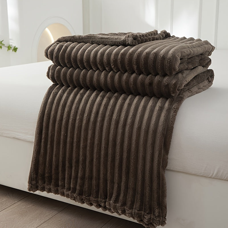 Soft Plush Blanket with Rib Pattern