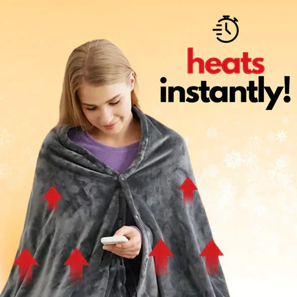 Plushley™ Wearable Heated Fleece Blanket with USB Heat Control