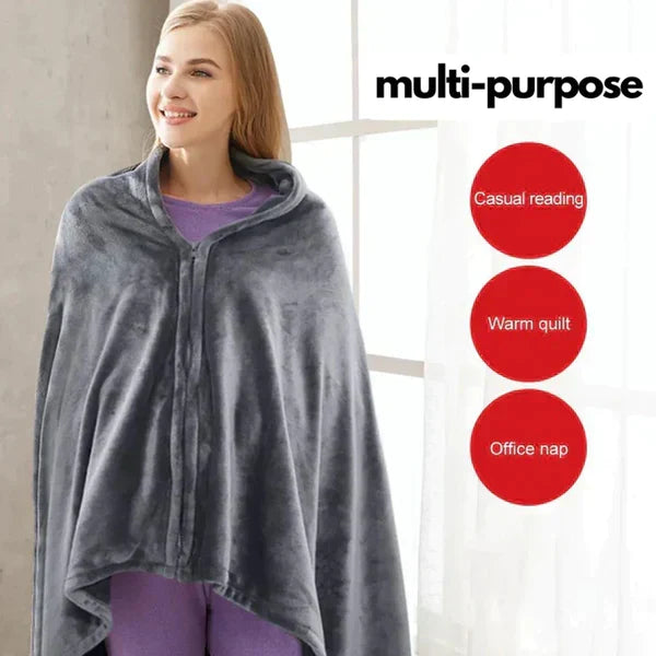 Plushley™ Wearable Heated Fleece Blanket with USB Heat Control