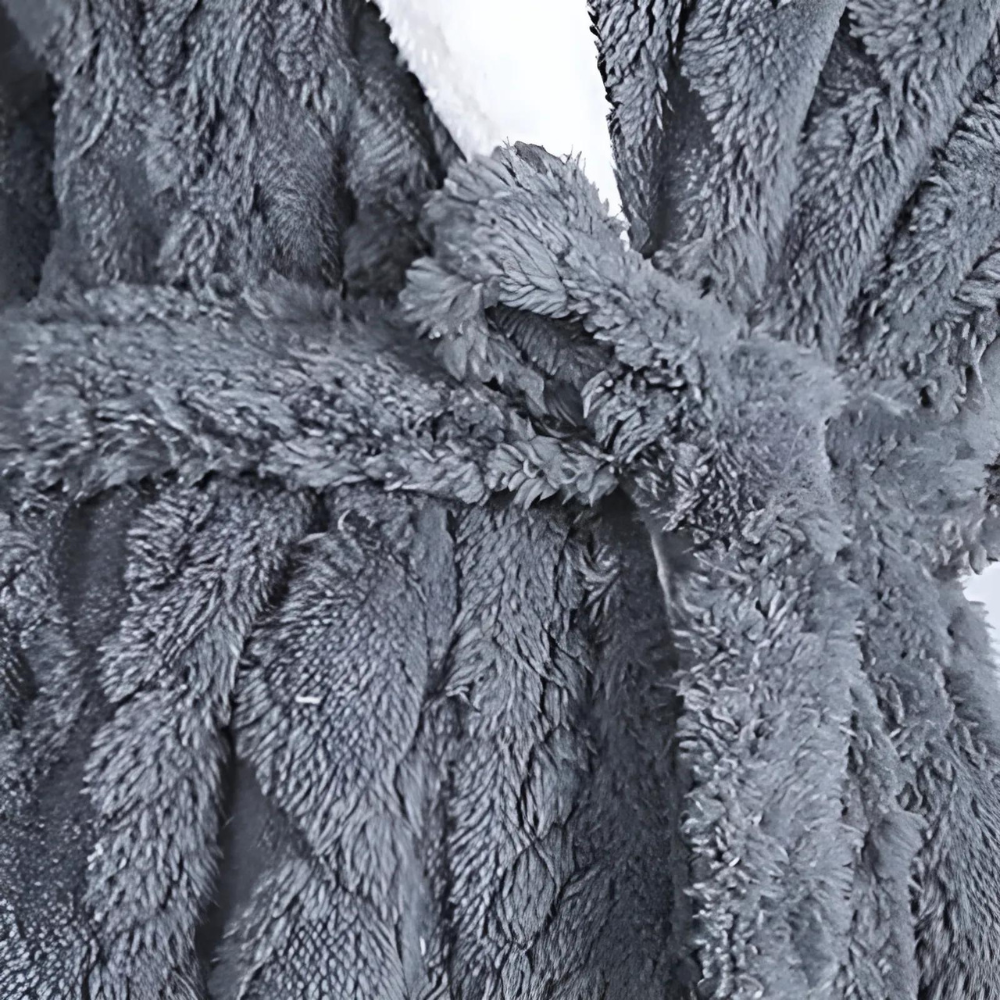 Plushley™ Long Plush Knit Hooded Robe with Two Patch Pockets