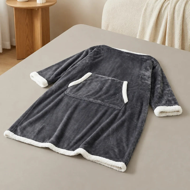 Sherpa Wearable Blanket with Sleeves and a Cozy Foot Pocket