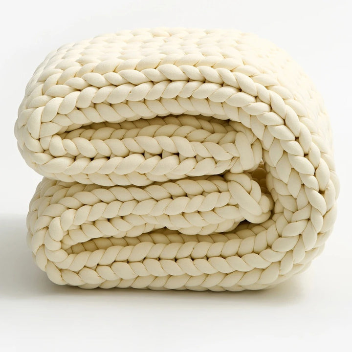 Chunky Knit Handmade Weighted Throw – Ultra-Cozy &amp; Stylish Blanket