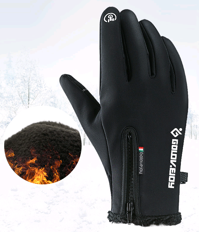 Fleece Thermal Gloves with Zipper Cuff and Touchscreen Tips