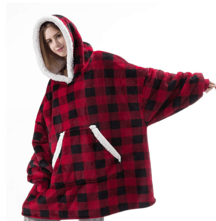 Oversized Fleece Hoodie Blanket with Extra-Large Hood