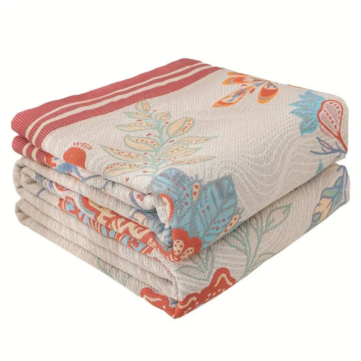 Oversized Reversible Floral Jacquard Blanket in 100% Cotton
