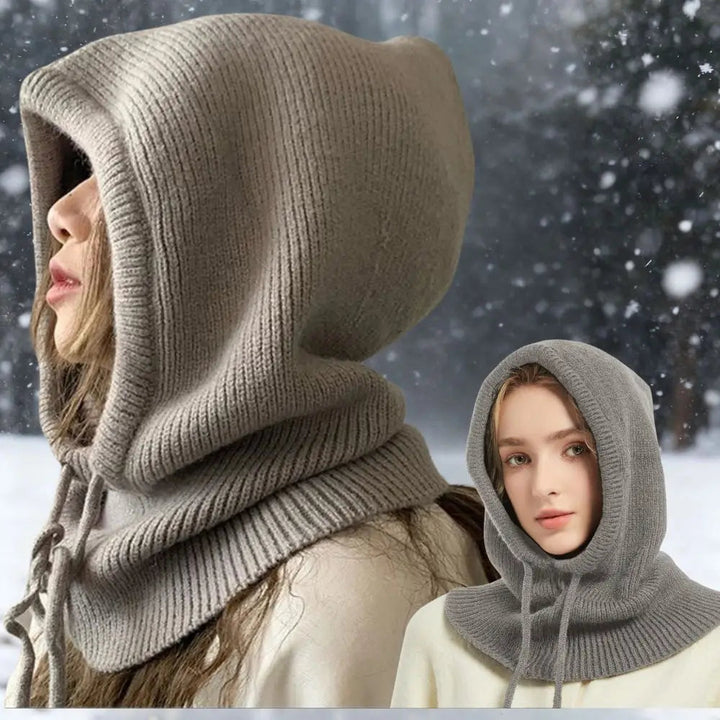 Knit Hooded Balaclava and Neck Warmer in Soft Cashmere Knit