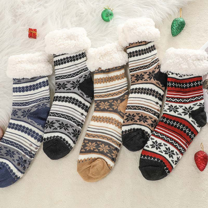 Ultra-Thick Snowflake Slipper Socks with Silicone Grippers