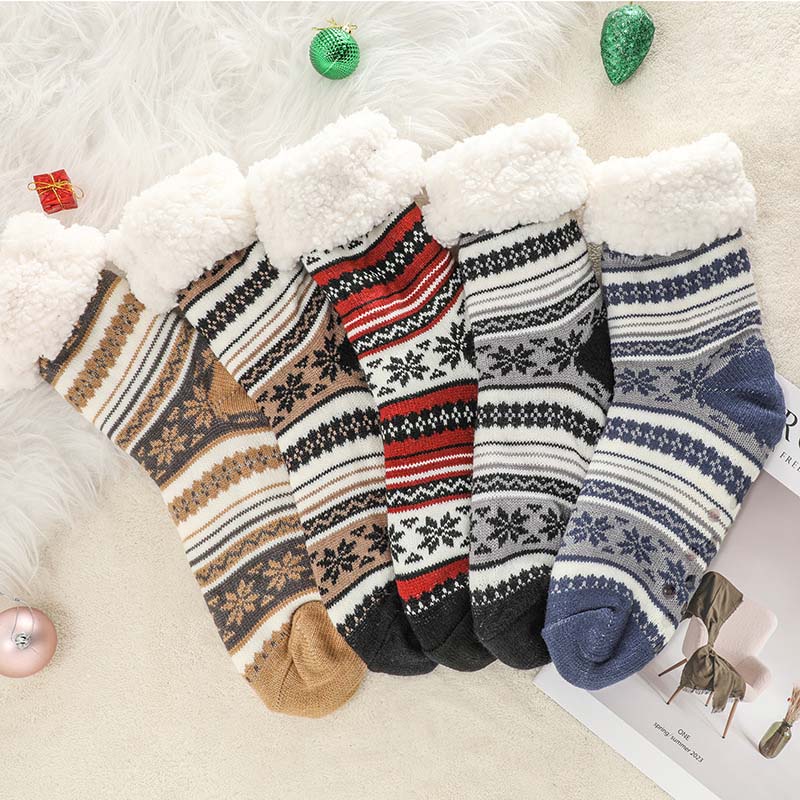 Ultra-Thick Snowflake Slipper Socks with Silicone Grippers