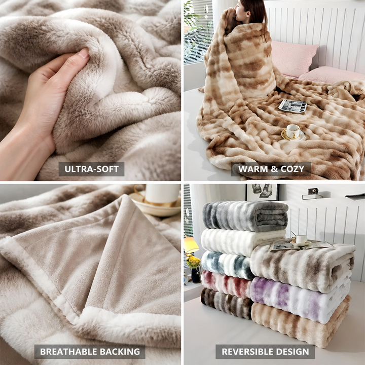 Reversible Swirl Faux Fur Throw With a Breathable Back