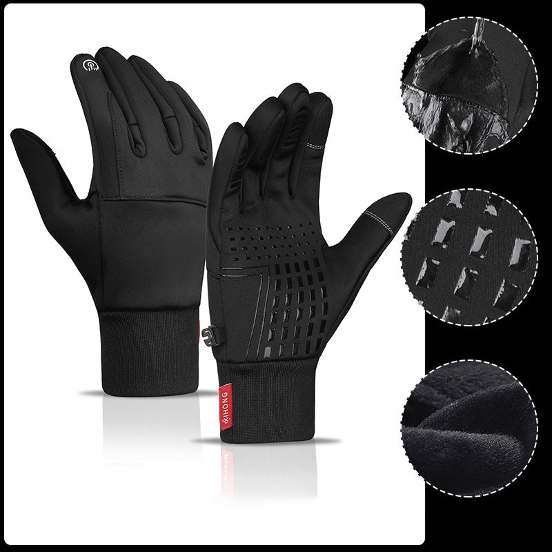 Water-Repellent Thermal Gloves with Fleece Lining and Grip