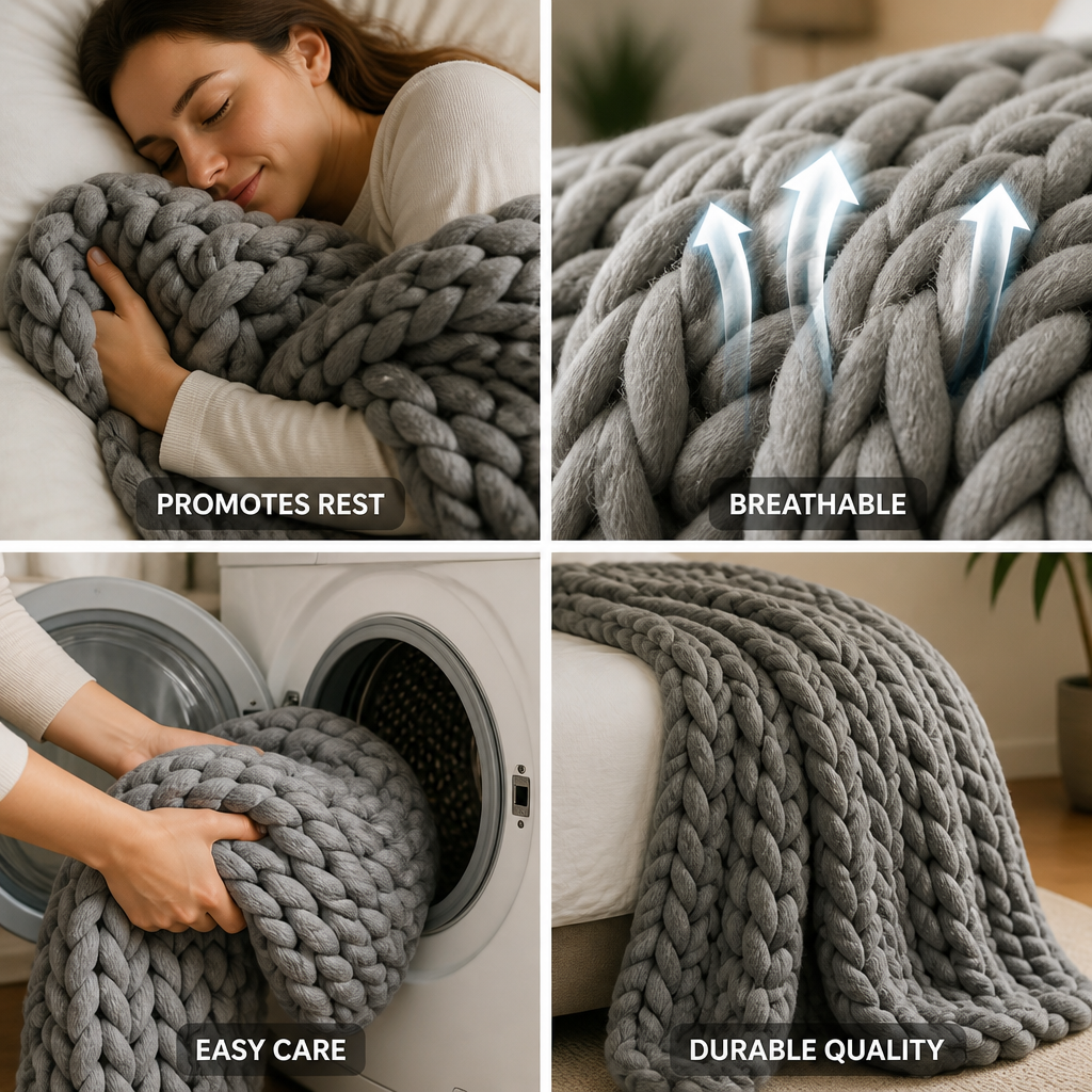 Evenly Weighted Breathable Blanket in Soft Faux Cashmere