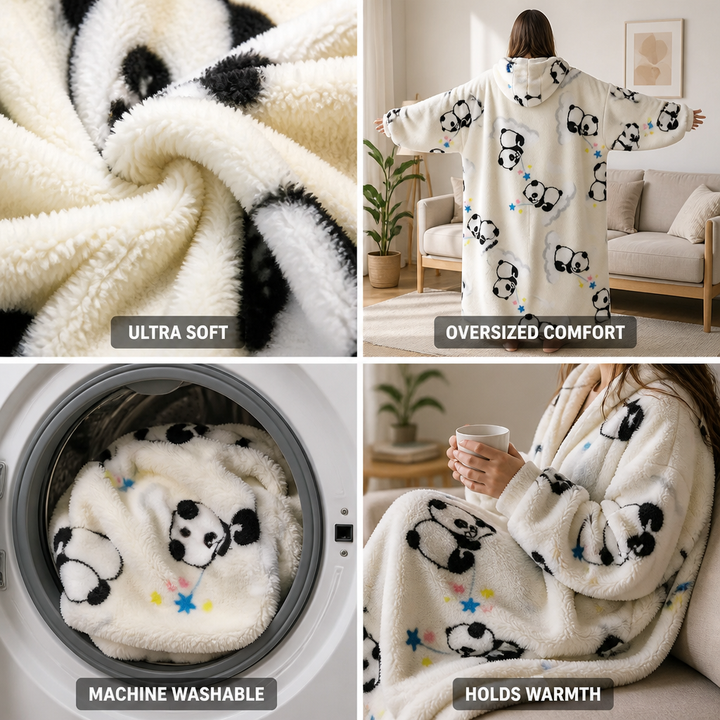 Oversized Ultra-Soft Sherpa Hoodie Blanket, Machine Washable