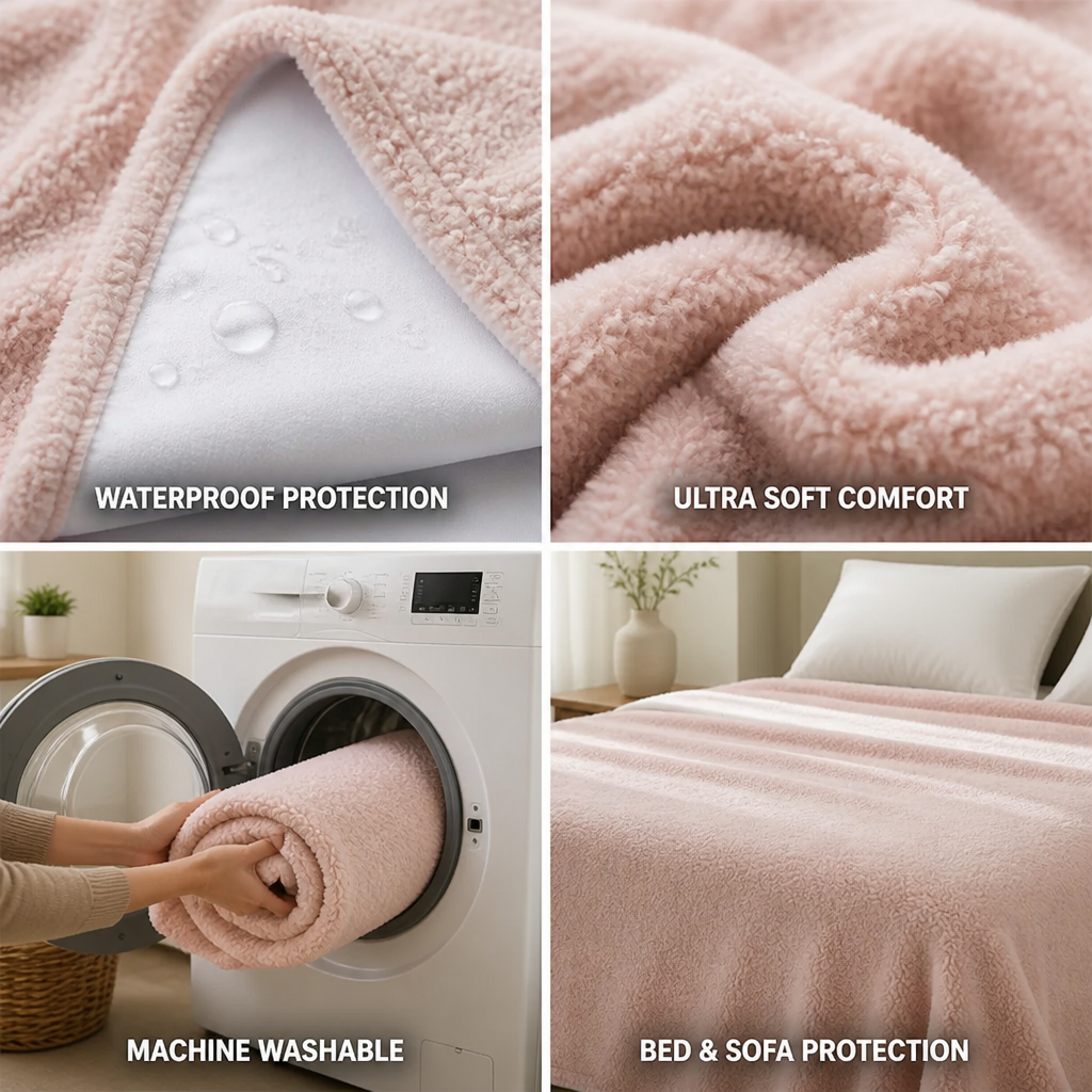 Plushley™ Waterproof Plush Microfiber Blanket for Bed and Couch