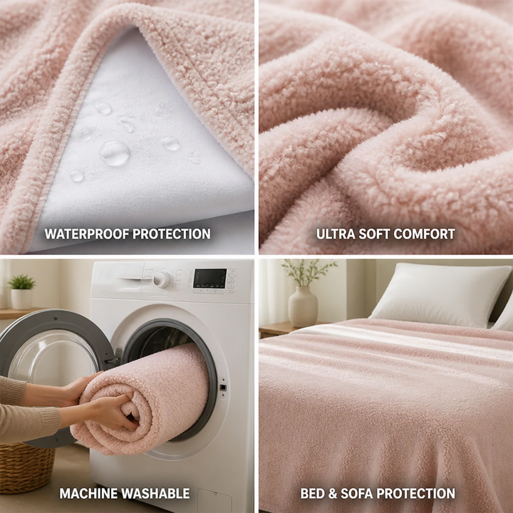 Plushley™ Waterproof Plush Microfiber Blanket for Bed and Couch