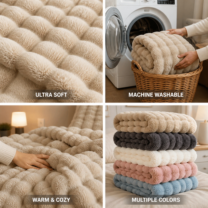 Plushley™ Ribbed Plush Knit Blanket, Soft, Warm and Machine Washable