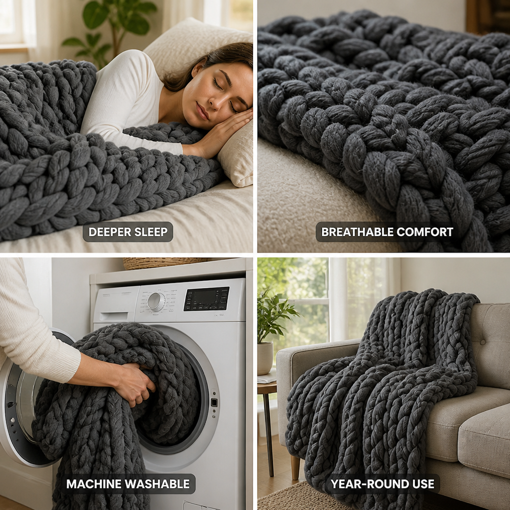 Breathable Temperature-Regulating Weighted Blanket, Washable