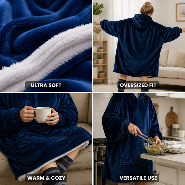 Oversized Plush Fleece Blanket Hoodie, One Size Fits All