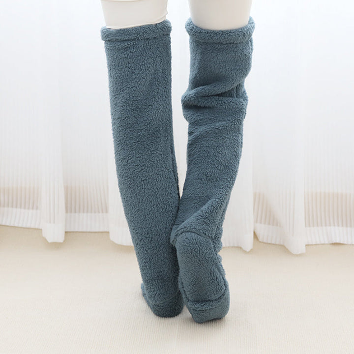 Fluffy Knee-High Leg Warmer Socks with Open-Toe Design