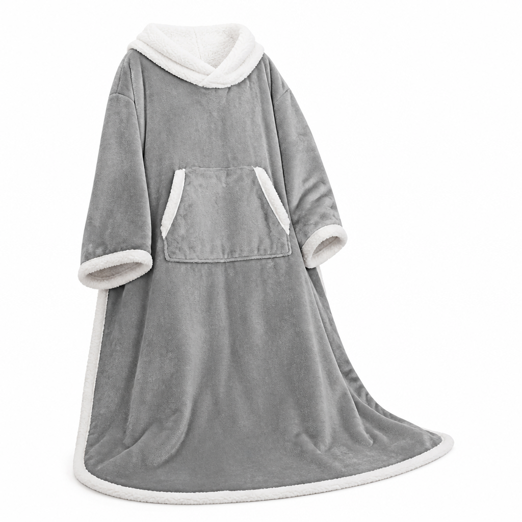 Sherpa Wearable Blanket with Sleeves and a Cozy Foot Pocket