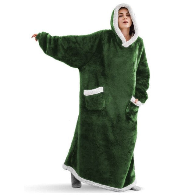Extra-Long Hooded Snuggle Blanket with Sleeves – Unisex