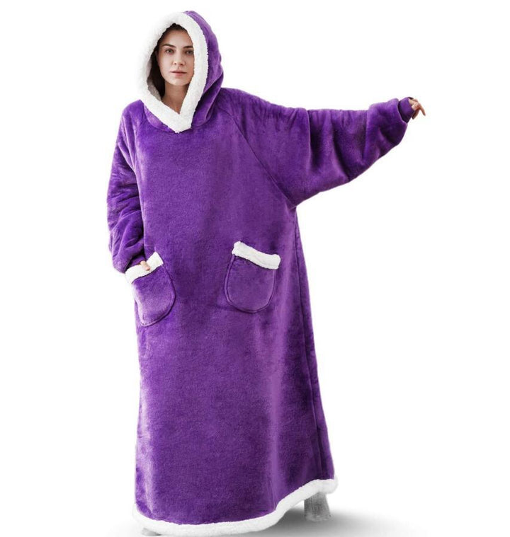 Extra-Long Hooded Snuggle Blanket with Sleeves – Unisex