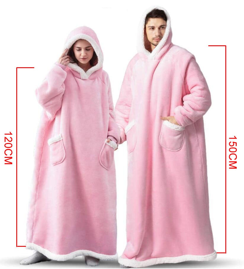 Extra-Long Hooded Snuggle Blanket with Sleeves – Unisex