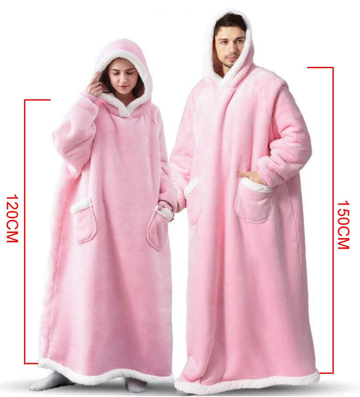 Extra-Long Hooded Snuggle Blanket with Sleeves – Unisex