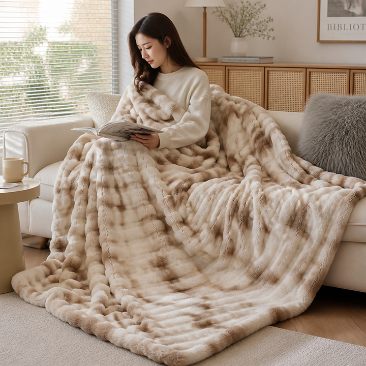 Plushley™ Swirl Tie-Dye Faux Fur Throw Blanket – Soft &amp; Breathable