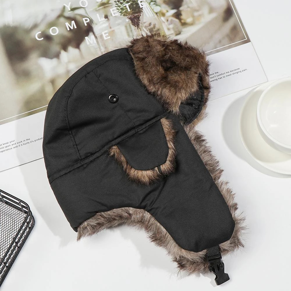 Faux Fur Aviator Trapper Hat with Warm Earflaps