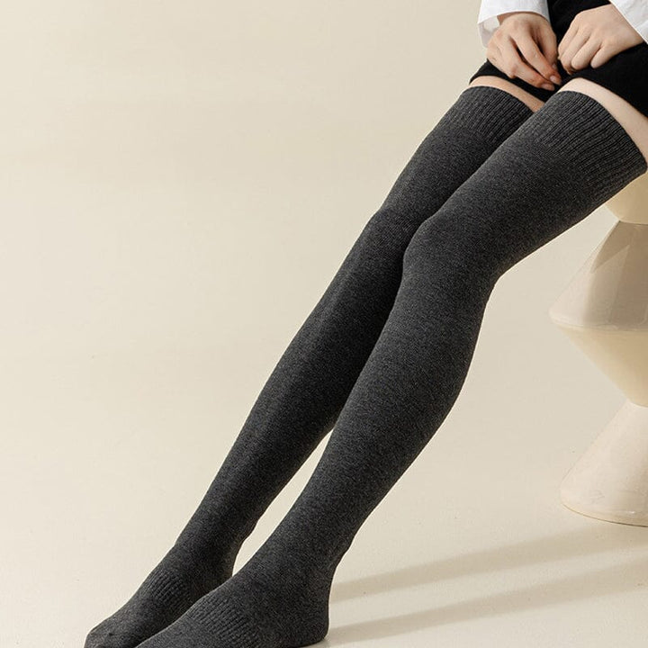 Thick Cotton Knee-High Socks for Warm, Breathable Comfort