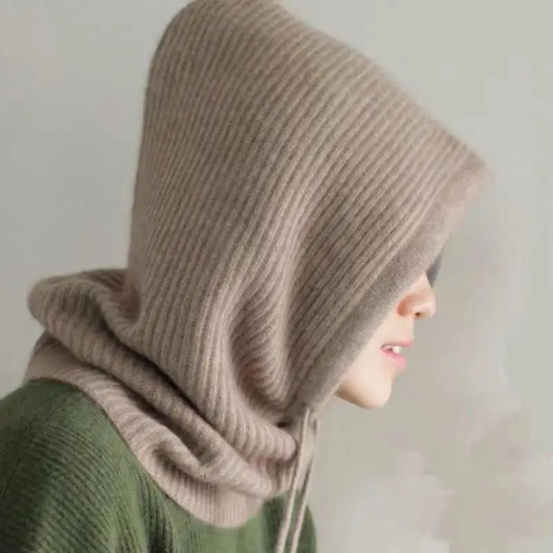 Knit Hooded Balaclava and Neck Warmer in Soft Cashmere Knit