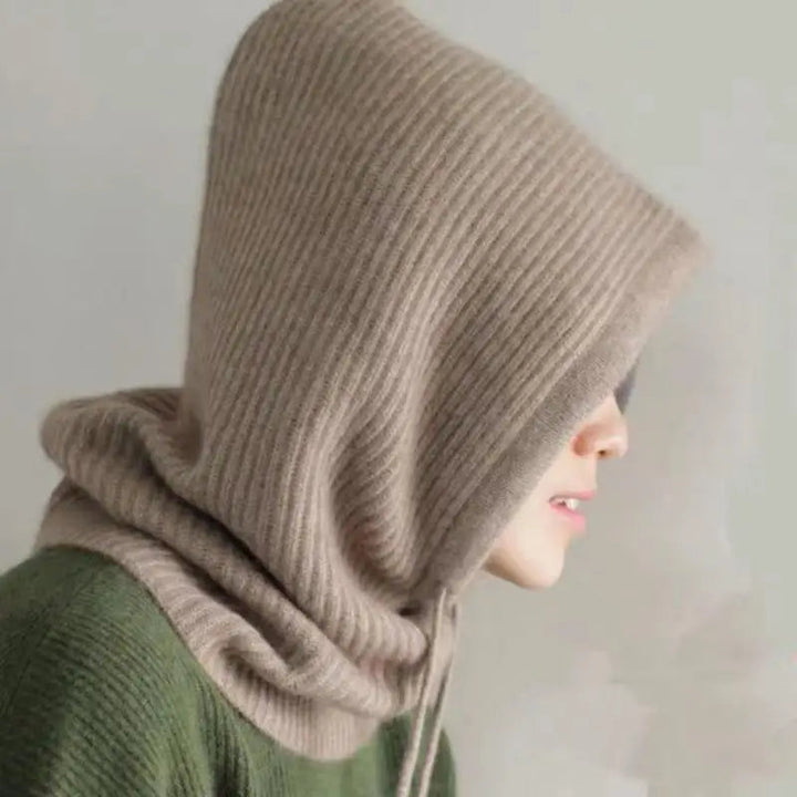 Knit Hooded Balaclava and Neck Warmer in Soft Cashmere Knit