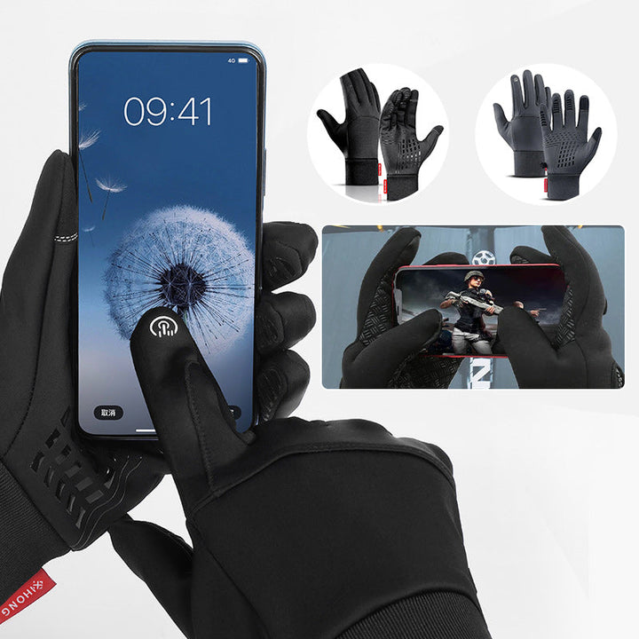 Water-Repellent Thermal Gloves with Fleece Lining and Grip