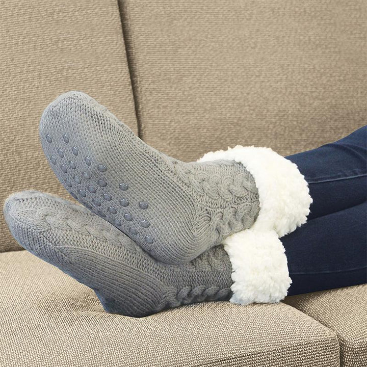 Thick Fleece-Lined Winter Socks with Anti-Slip Sole