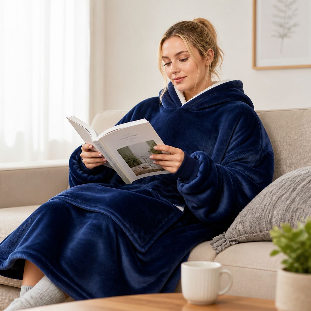 Oversized Plush Fleece Blanket Hoodie, One Size Fits All