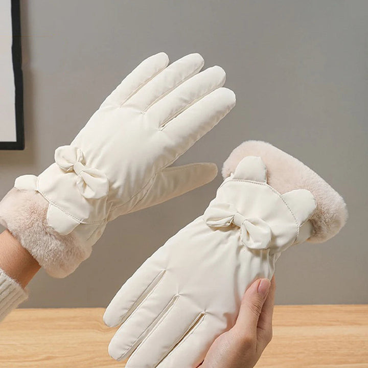 Elegant Waterproof Touchscreen Gloves with Bow Detail