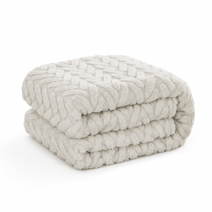 Reversible Jacquard Fleece Blanket with Smooth and Fluffy Sides
