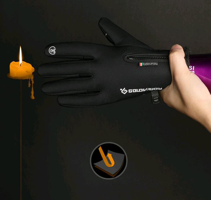 Fleece Thermal Gloves with Zipper Cuff and Touchscreen Tips