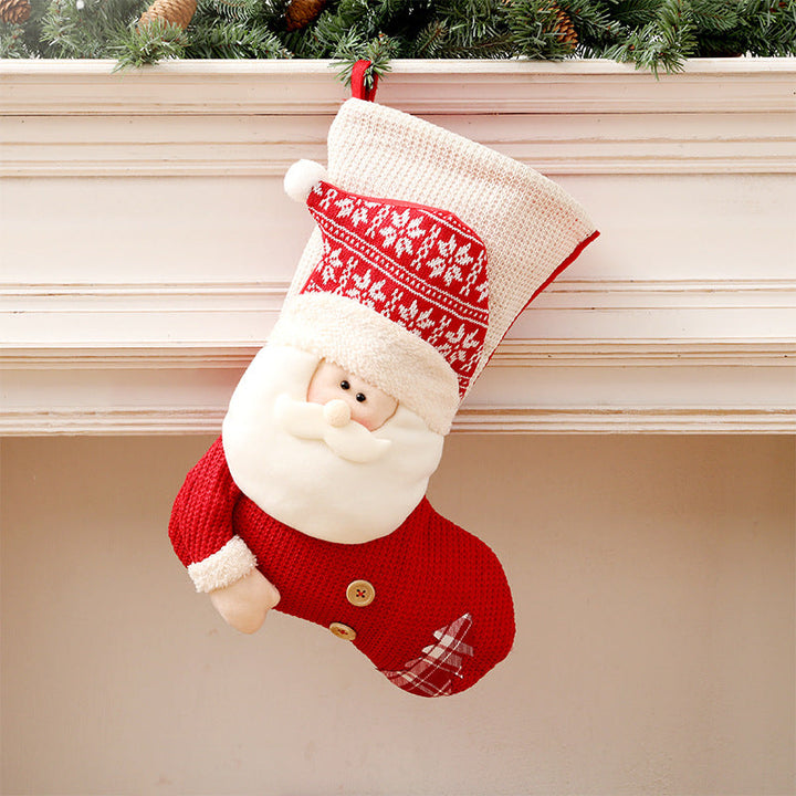 Knitted Christmas Stocking Decoration with Santa or Snowman